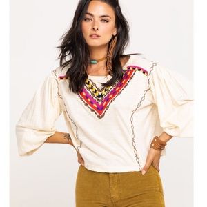 NEW Free People Colorful Embroidered Top